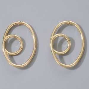 Gold Irregular Circular Earrings